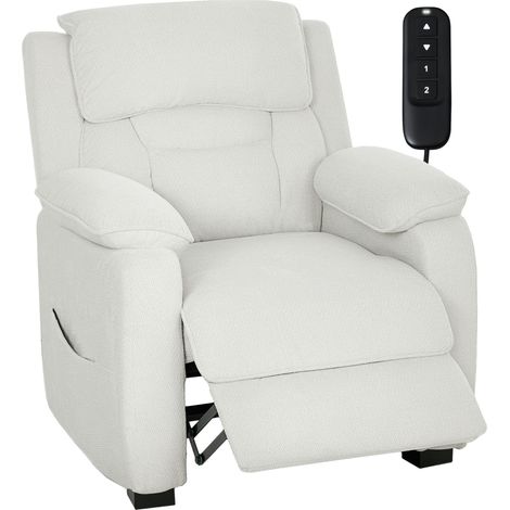 HOMCOM sillón relax reclinable eléctrico con motor silencioso, mando con 2 posiciones memoria, reposapiés, reposacabezas, puerto usb, bolsillos, crema (1/5)