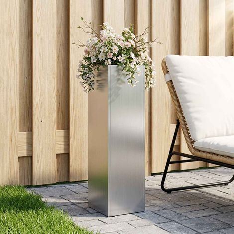 vidaXL Macetero de Jardín Plateado 20 x 20 x 75 cm Acero Galvanizado (1/5)