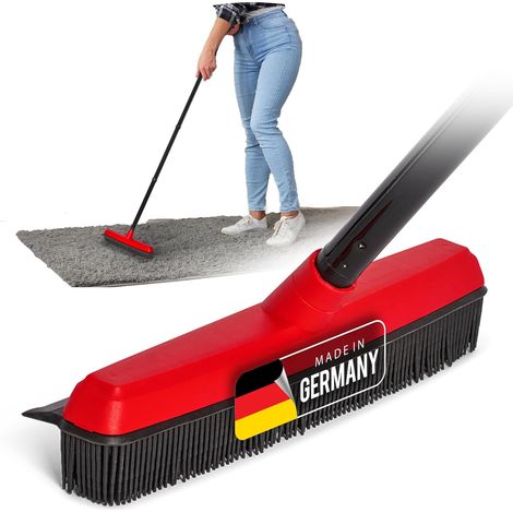 Balai en caoutchouc Novaliv avec manche pour brancher la voiture et raclette, balai de coiffeur, balai à picots en caoutchouc, balai pour enlever les