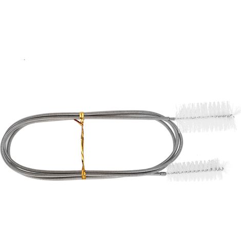 2-in-1 Edelstahl-Doppelreinigungsbürste, flexibel, für Rohre und Filter, Weiß