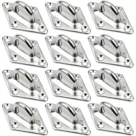 RHG Plaques à Oeillets Rhombic,12 Pièces Platine Oeillet Inox M5 Kit de Crochet Plafond Charge Lourde,Crochet Suspension Plafond Fixation Support Anneau Mural Crochets D'ancrage pour Accrocher Objets (1/5)