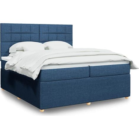 Boxspringbett mit Matratze Blau 200x200 cm Stoff