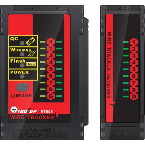 Testeur de câbles réseau LAN : Détection de port, Vérification des paires, Identification par clignotement de port Switch, Résistance à la tension PoE (60 V) — Modèle ET605 (1/5)