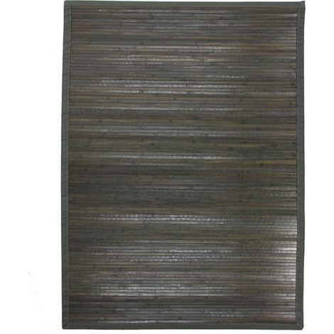 Tapis en bambou larges lattes – Ganse gris – 120x170 cm – Tapis artisanal pour salon, chambre, cuisine – Thedecofactory