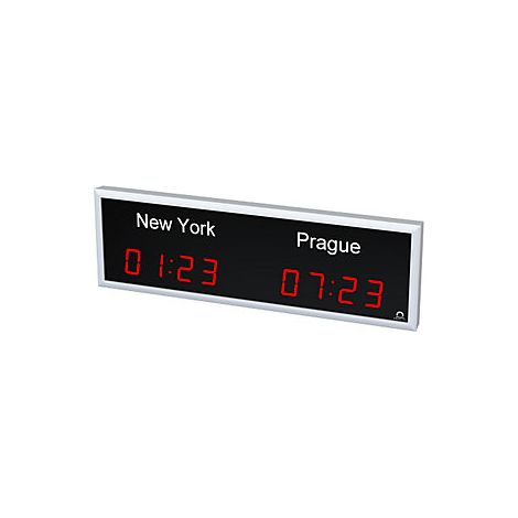 Reloj mundial LED  2 zonas horarias  disposición horizontal