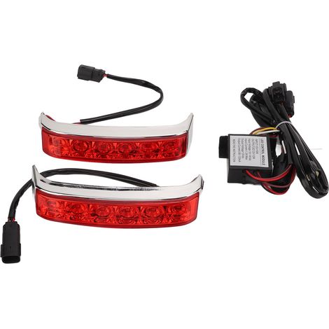 2x Feux Arrière LED Moto Valise, Clignotants Stop Gauche Droite, Coque Chromée, Lentille Rouge, Compatible Ultra Limited FLHTK (1/5)