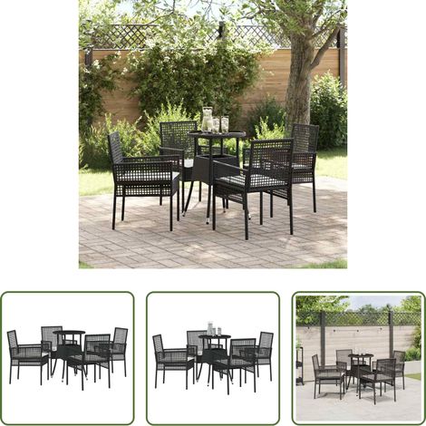vidaXL Garten Tisch - Garten Essgruppe 5 pcs Schwarz Poly-Rattan (1/5)