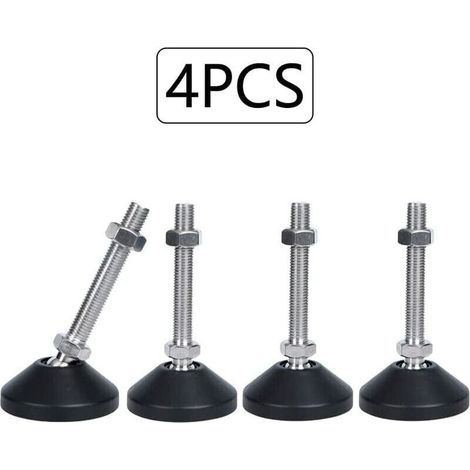Pieds de meuble réglables en hauteur M8 × 50 mm, vis de réglage antidérapantes, inclinaison maximale 20°, nivellement pour meubles et machines, lot de 4 pièces (1/5)