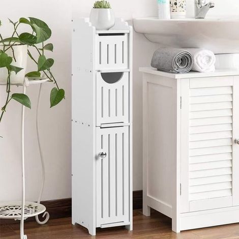 Badezimmerschrank – 78 x 20 x 18 cm – 3 Ablagen – Weiß – Für kleine Räume (1/5)