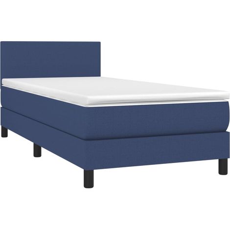 Sommier à lattes de lit avec matelas et LED Bleu 90x200 Tissu (1/5)
