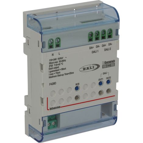 Variateur MH DALI2 2 sorties pour contrôle jusqu'à 32 ballasts 4 modules DIN BTICINO BTF429D