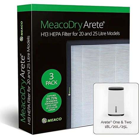 Filtro HEPA, MeacoDry Arete® H13, purificador de aire, alta eficiencia para eliminar partículas, 99,75% de retención, compatible con modelos 18L, 20L, 25L (1/2)