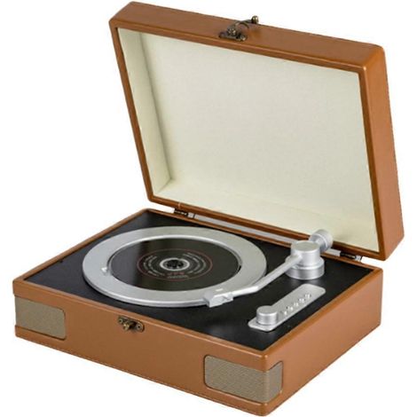 Platine vinyle CD vintage en forme de valise avec haut-parleurs Hi-Fi Bluetooth 5.3 et télécommande. Idéale pour les mélomanes. Couleur : marron. (1/5)