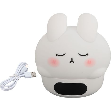 Réveil Lumineux Tactile Silicone Rechargeable Lampe de Chevet Douce Minuteur Automatique Design Lapin Mignon Veilleuse Pratique (1/5)