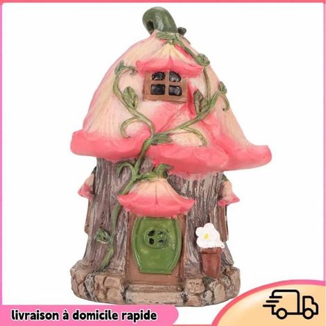 Résine Gnome Fairy House Figurine Figurine Décor de jardin fantaisiste Idéal pour le jardin extérieur cour de patio et pelouse