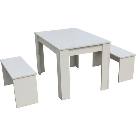 Tavolo con 2 sgabelli "Tino" - 110 x 74 x 70 cm - Bianco