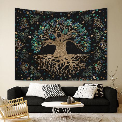 130x150cm Arbre de vie Tenture Murale Tapisserie pour la Nature Décorations Couvre-lit Courverture pour la Maison Salon Chambre Dortoir Décor(A) (1/5)