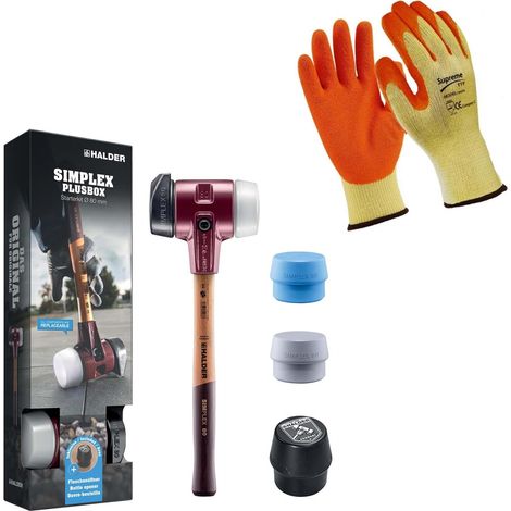 Halder Simplex Mallet D80 80mm + Gloves Stand Up Function + x4 Inserts 3027.280 (1/5)