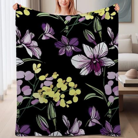 Couverture de lit en polaire, jeté doux et chaud idéal pour le printemps, légère et luxueuse en microfibre de polyester, décoration pour chambre et salon, cadeau parfait pour hommes femmes,6080 pouces (1/4)