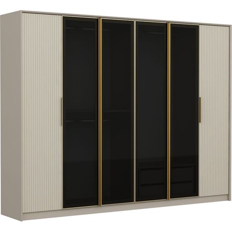 Guardaroba Grande Gavi, Armadio Camera da Letto Appendiabiti, 12 Ripiani, Apertura Battente, 274x210h cm Bianco