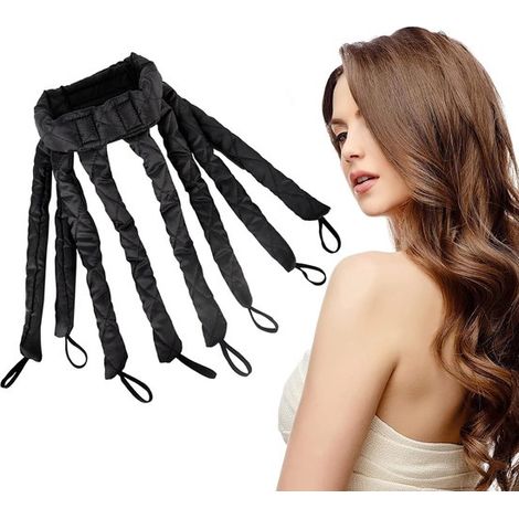Ferro arricciacapelli senza calore - 8 clip rimovibili - Ferro arricciacapelli senza calore - Bigodini satinati - Fascia morbida - Strumento per lo styling dei capelli ricci - Per capelli lunghi - Sen (1/5)