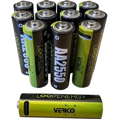 Batterie Li-Ion VERICO Loop Energy AA, avec prise USB-C, pack de 12 (1/2)