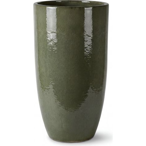 Pot grande taille d'extérieur EIFFEL 37x70cm vert crème, fait main en terre cuite émaillée, résistant au gel (1/5)