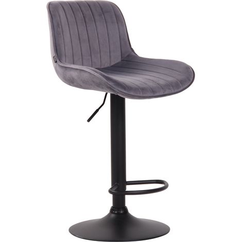 Sgabello da bar seggiolone x1 in velluto grigio scuro cuciture verticali supporto in metallo nero 100005112