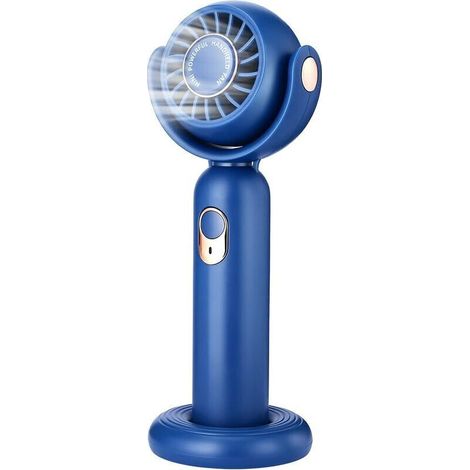 Mini Ventilateur Portable,Ventilateur de Poche Vents Forts à 3 Vitesses 130° Rotatif,Ventilateur Bureau avec Base Ventilateur Petit USB Rechargeable pour Adulte Enfant Extérieur Intérieur,Bleu (1/5)