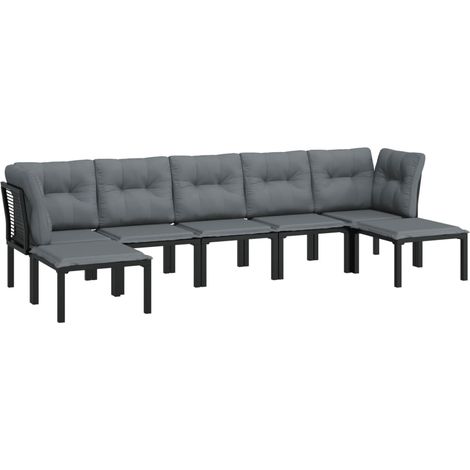 Mobili da giardino mobili da esterno set di mobili 7 pezzi in resina intrecciata nera e grigia 020017451