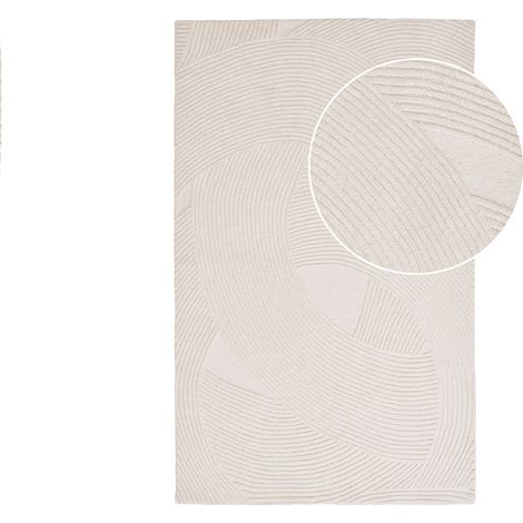 Pune tapis fait main, 160x230cm blanc cassé.