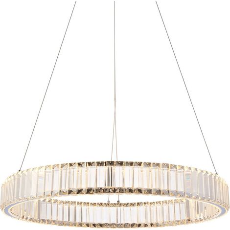 Merano Foggia Plafonnier suspendu simple, plaque chromée, cristal