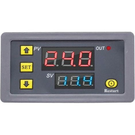 Digitales Zeitverzögerungsrelais mit LED-Anzeige, Zyklustimer, Steuerschalter und einstellbarer Zeitverzögerung. (1/5)