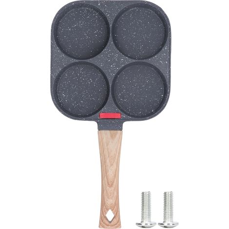 Poêle à œufs 4 trous, en silicone et aluminium thermosensible, pour crêpes, omelettes et hamburgers (1/5)