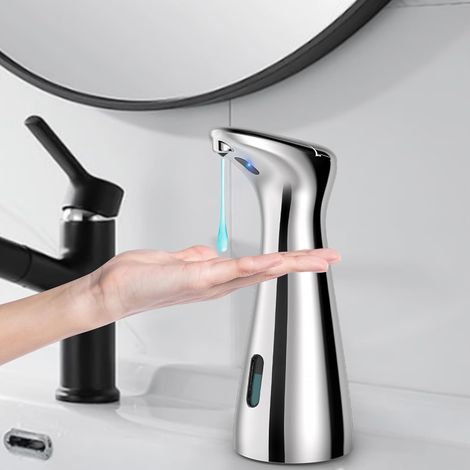 Summon The Elve Seifenspender Automatisch,200ML Berührungsloser Batteriebetriebener Elektrischer Seifenspender mit Sensor,4 Stufen Verstellbar No Touch Soap Dispenser für Bad,Küche(Silber) (1/5)