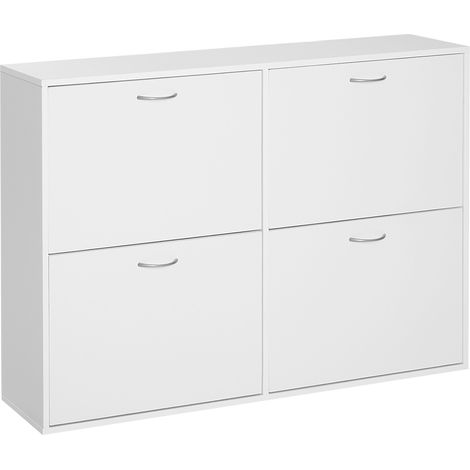 Scarpiera Salvaspazio Capacità 24 Paia in Legno Bianco 120x24x81 cm (1/5)
