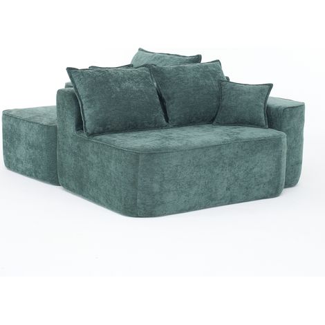 Sofá esquinero en L con chaise longue 262 cm, chenilla verde, sin montaje, modular (1/5)
