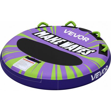 VEVOR Gonfiabile Trainabile per Barche Sport Acquatici Capienza 2 Persone Carico max 154 kg con Cuscinetti Antiscivolo, Tubo Gonfiabile di Traino Copertura in Nylon da Mare Piscina Lago, Verde Viola (1/5)