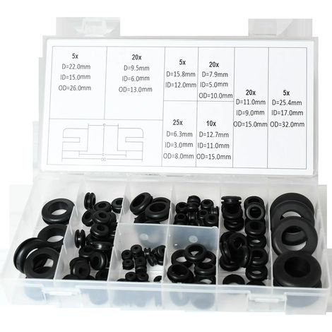 Set de arandelas de goma pasacables, 110 piezas (1/2)