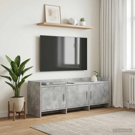 vidaXL Meuble TV 130 x 33 x 47 cm Gris béton Bois d'ingénierie (1/5)