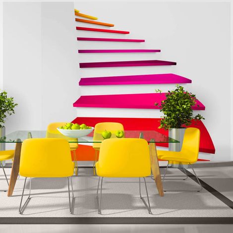 Papier peint escaliers colorés - 150 x 105 cm (1/4)