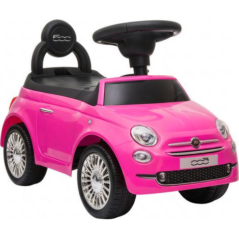 Voiture électrique Fiat sous licence pour enfants de 12 à 36 mois avec musique, klaxon et rangement sous le siège. Couleur : rose. (1/5)