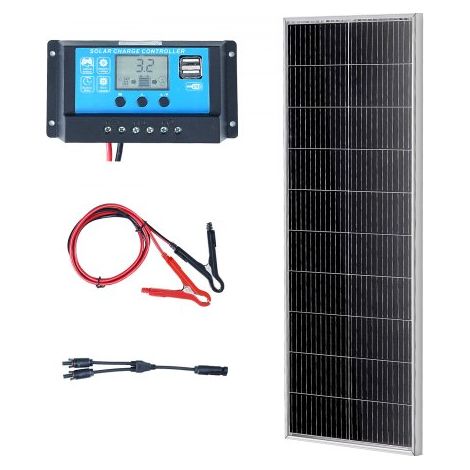 100W Solarpanel Kit 12V monokristallinen Solarmodul plus Laderegler 8,33A Solaranlage Umwandlungsrate von 23 % Kompatibel mit AGM-, GEL-, FLD-, LI-Batterien Ideal für Wohnmobile Yachten Zuhause (1/5)