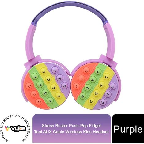 Vybe Stress Buster Push-Pop Fidget Tool AUX Cable Wireless Kids Headset - Purple (1/5)