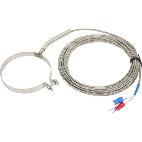 Thermocouple K Type 60mm en acier inoxydable, capteur température 0-400°C, filetage industriel avec câble 4m/13.1ft. (1/5)