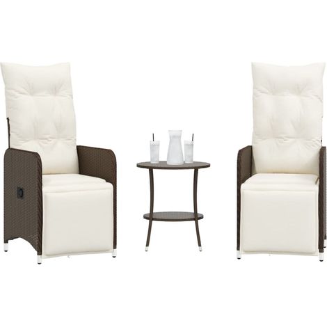 Outdoor-Lehnstühle 2 Stk. mit Tisch Braun Poly Rattan