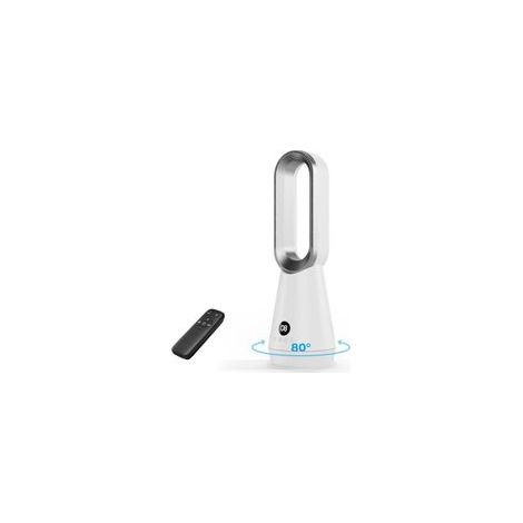 Ventilateur Colonne Silencieux Sans Pales,Ventilateurs Tour avec 8 Vitesses,2 Modes (Sommeil/Vent fort),Oscillation à 80°,Minuterie de 9h,Télécommande,Écran LED,32dB Faible Bruit,Facile à Nettoyer (1/5)