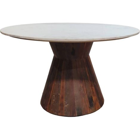 Table à manger en bois recyclé et en marbre Anya (1/5)