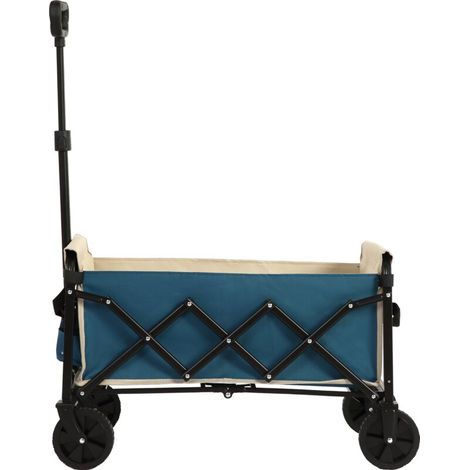 Carrots de plage pliants portables légers avec roues - Chariots utilitaires extérieurs pour l'épicerie, le camping, le shopping, les sports, le jardin avec une grande capacité - bleu