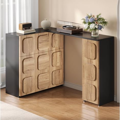 REDOM Sideboard 107.5x35x83.5 cm, modular, Push to Open, viel Stauraum, Holzwerkstoff, Natur (1/5)